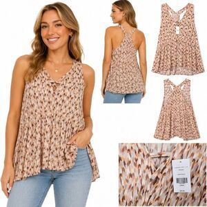 Willow + Root Taupe Multi Romper L NWT BKE